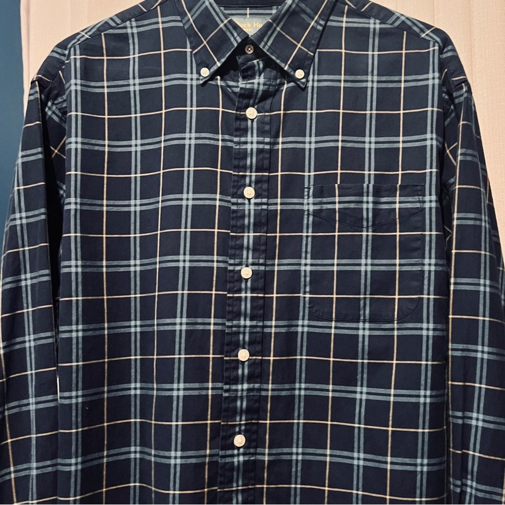 Duck Head | Classic Fit Plaid Button-Down | Long Sleeve | Men’s | Size L | Navy